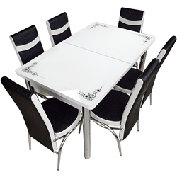 Set de sufragerie Kelebek ES-05 1+6 (White/Black) Thumb