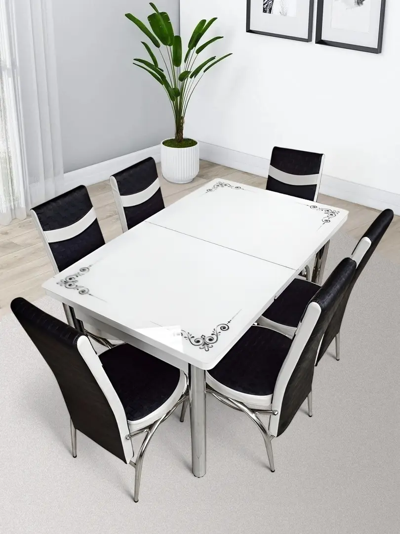 Set de sufragerie Kelebek ES-05 1+6 (White/Black)