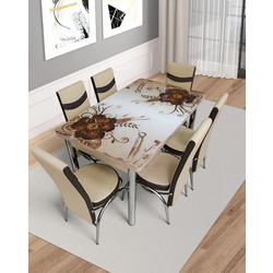 Set de sufragerie Kelebek ES-06 1+6 (Beige/Brown) Thumb