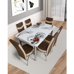 Set de sufragerie Kelebek ES-07 1+6 (Brown/White)