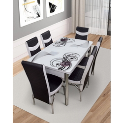 Set de sufragerie Kelebek ES-08 1+6 (Black/White)