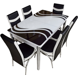 Set de sufragerie Kelebek ES-10 1+6 (Black/White) Thumb