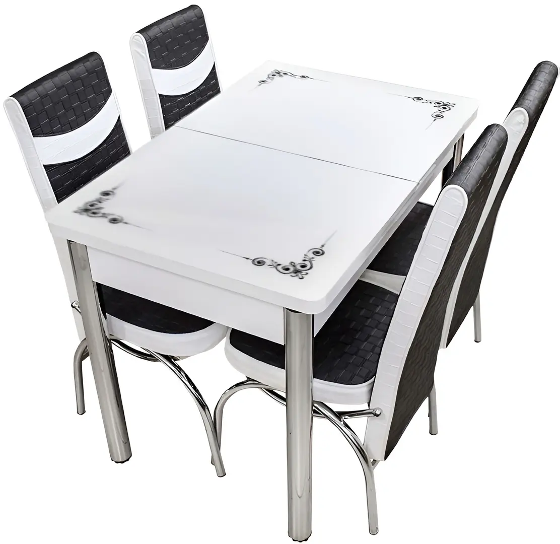 Set de sufragerie Kelebek ES-25 1+4 (White/Black) - 2