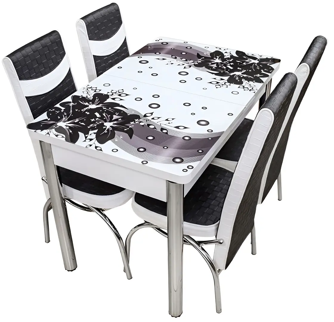 Set de sufragerie Kelebek ES-29 1+4 (Black/White) - 2