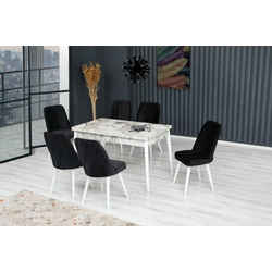 Set de sufragerie Kelebek ES-603 1+6 (Black/White Marble)