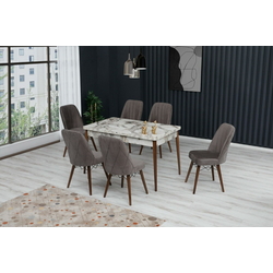 Set de sufragerie Kelebek ES-604 1+6 (Brown Grey/White Marble)