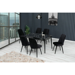 Set de sufragerie Kelebek ES-606 1+6 (Black Marble/Black)