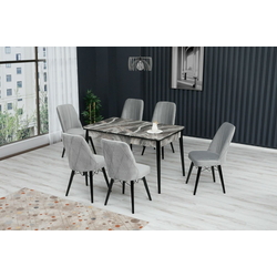 Set de sufragerie Kelebek ES-607 1+6 (Grey/Grey Marble)