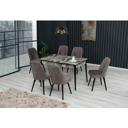 Set de sufragerie Kelebek ES-608 1+6 (Brown Grey/Grey Marble)