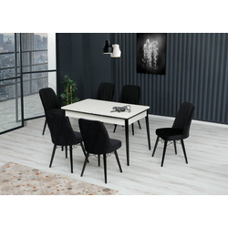 Set de sufragerie Kelebek ES-610 1+6 (Black/White)