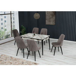 Set de sufragerie Kelebek ES-611 1+6 (Brown Grey/White Marble)