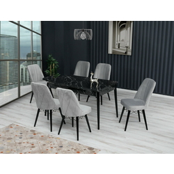 Set de sufragerie Kelebek ES-614 1+6 (Grey/Black Marble)