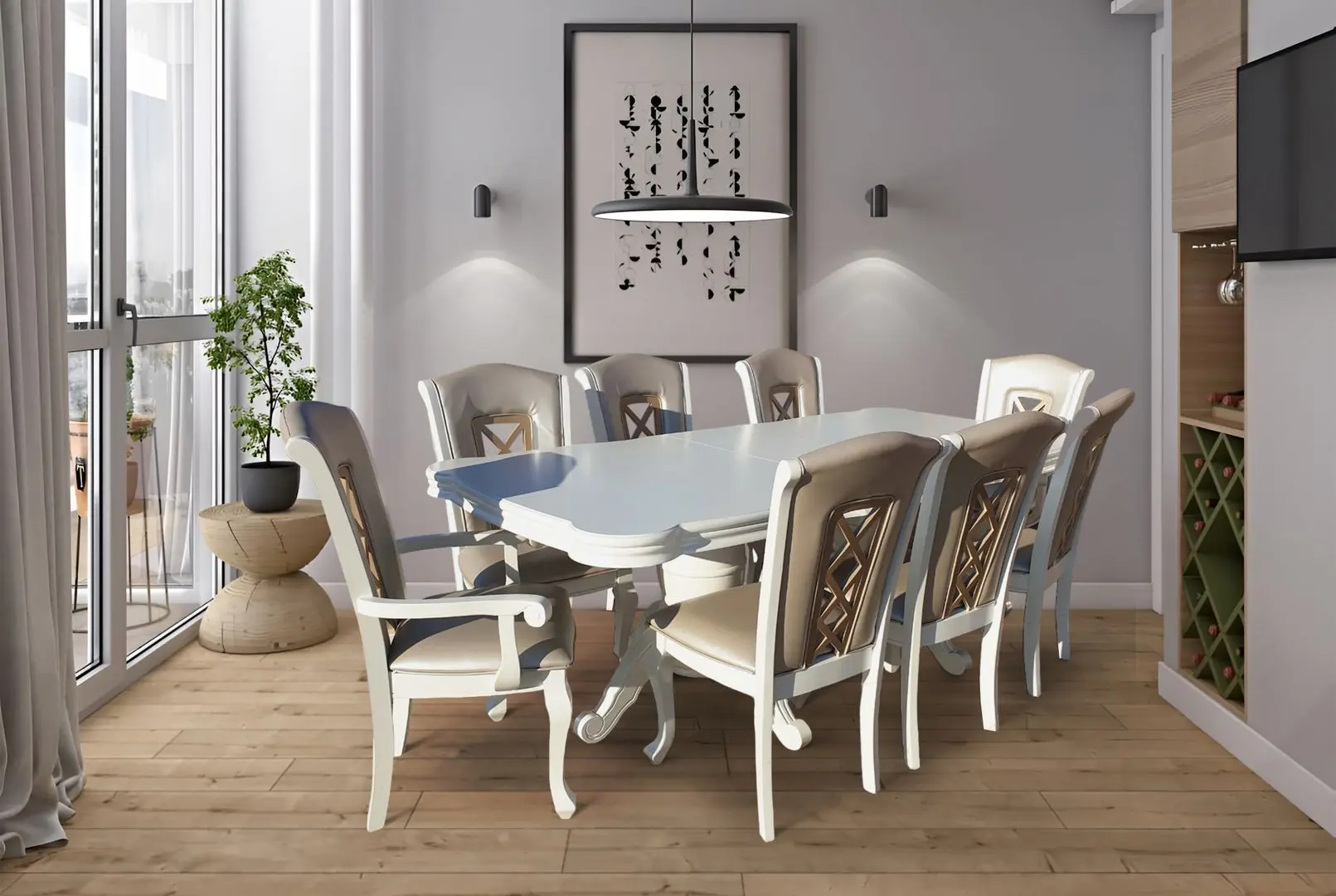 Обеденный набор Marcel Prod AC3514 1+8 (White)