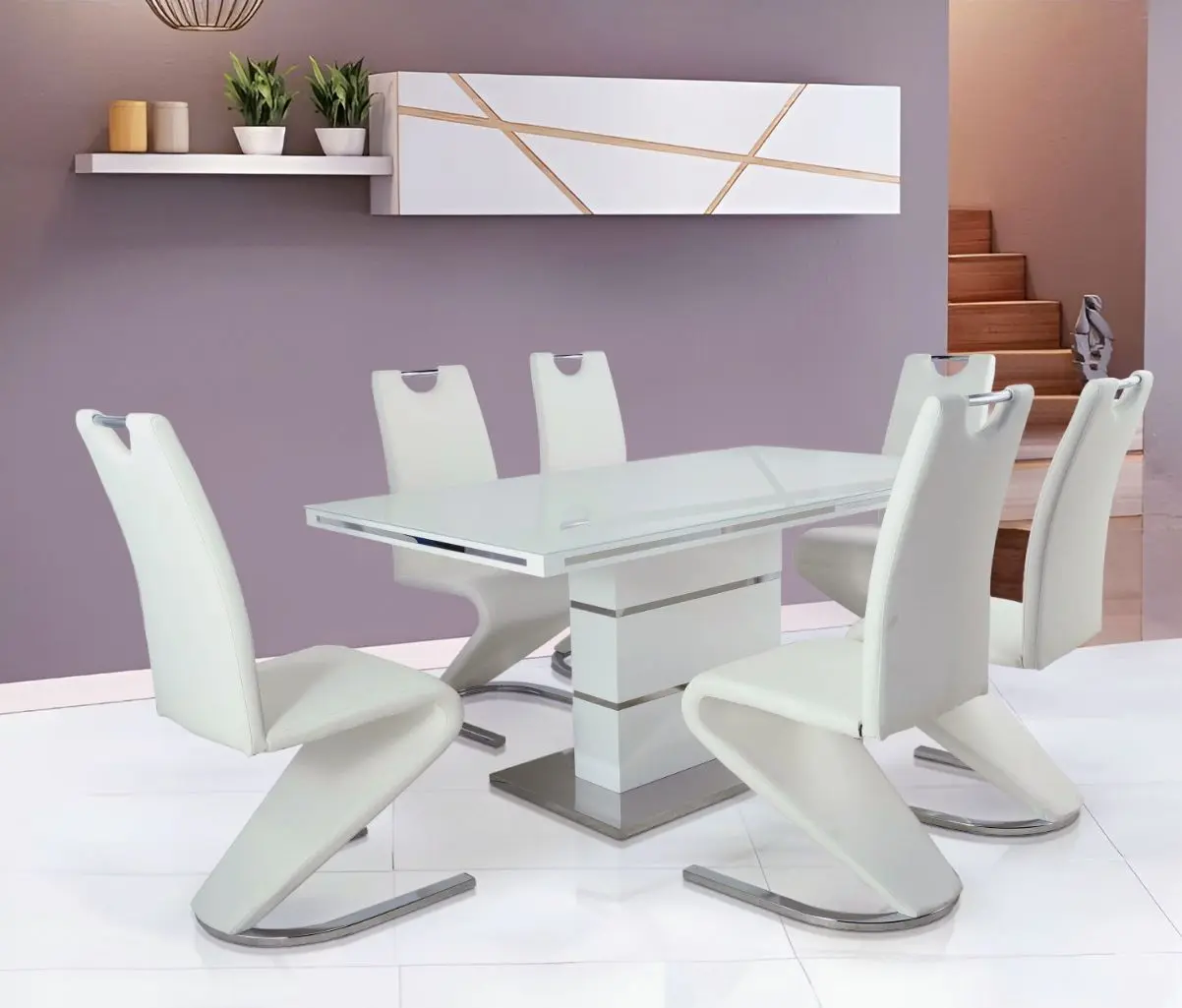 Set de sufragerie Marcel Prod DA1128DA2626 1+6 (White/Silver)