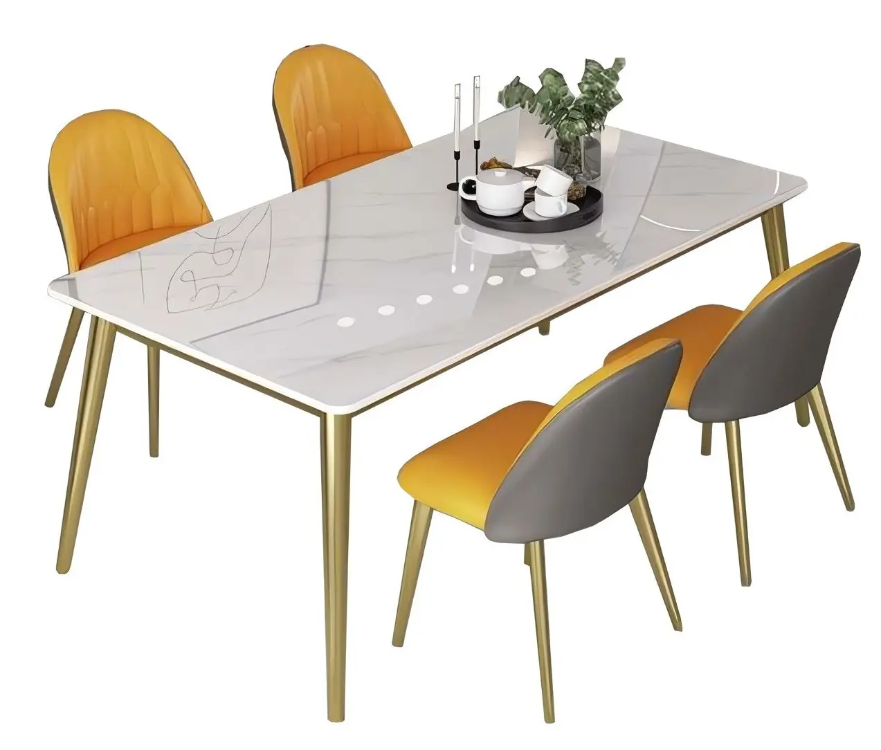 Set masa scaune Marcel Prod HA02 1+4 (Gray/Yellow)