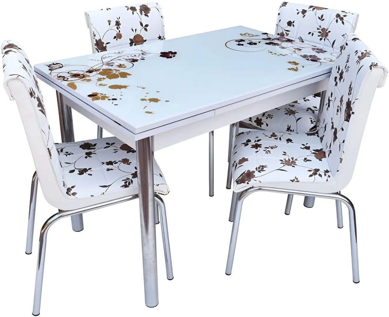 Обеденный набор Marcel Prod Nr52 K CICEK 110/170cm 1+4 (White/Brown) - 2