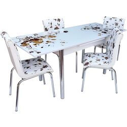 Обеденный набор Marcel Prod Nr52 K CICEK 110/170cm 1+4 (White/Brown) Thumb