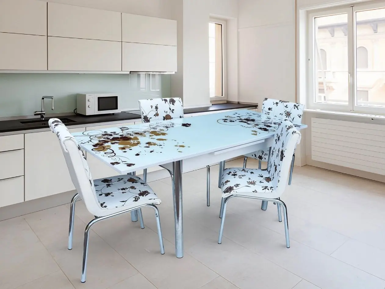 Обеденный набор Marcel Prod Nr52 K CICEK 110/170cm 1+4 (White/Brown)