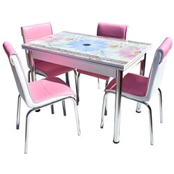 Обеденный набор Marcel Prod NR57 Pembe Mavi Cicek 1+4 (Pink/White/Silver) Thumb