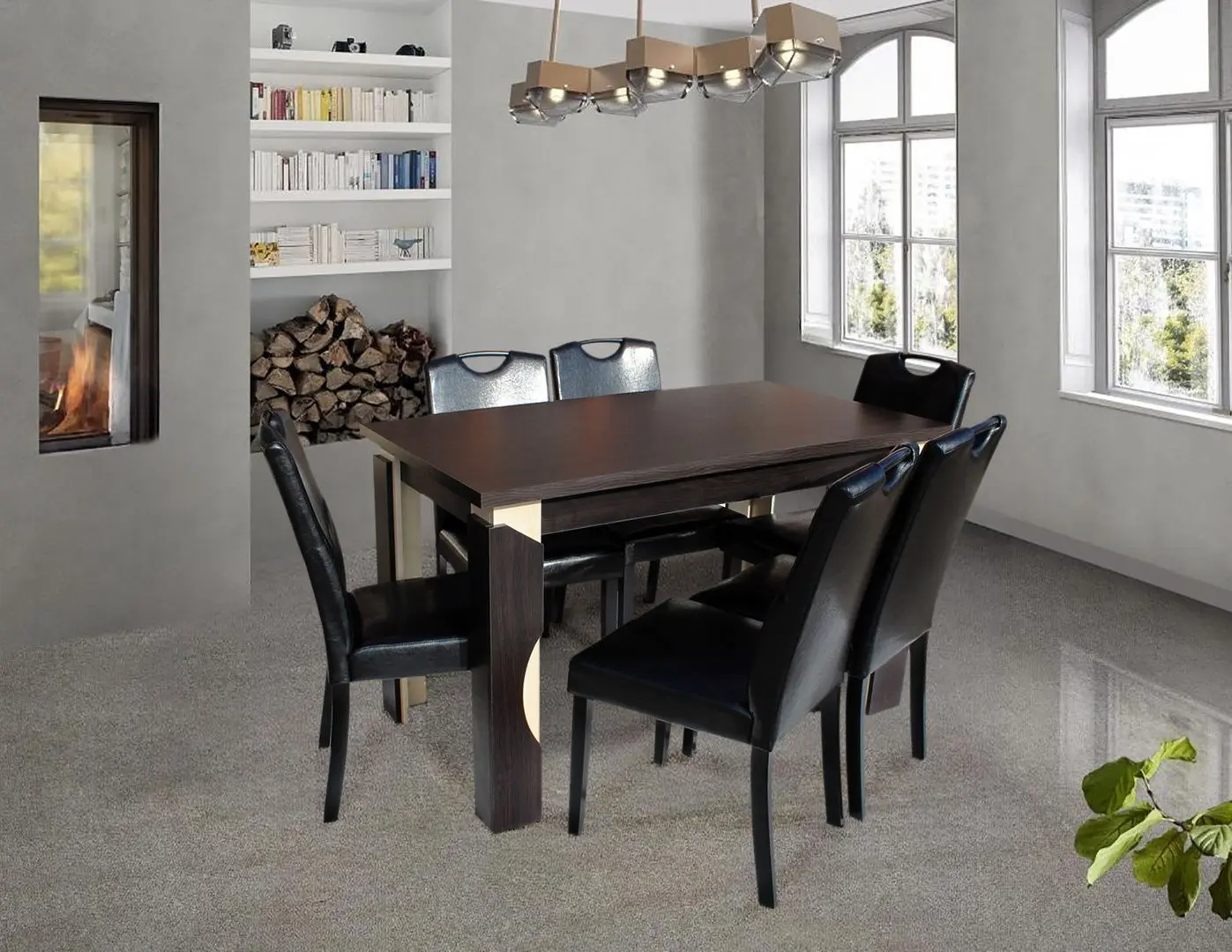 Set de sufragerie Marcel Prod SM138RH6002N 1+6 (Black/Wenge/Birch)