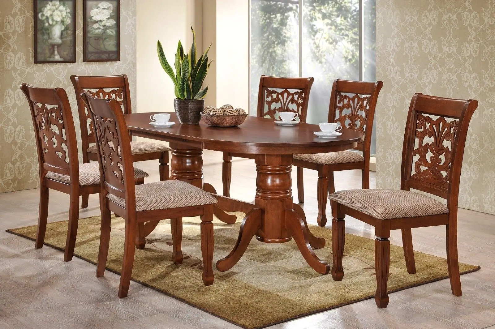 Set masa scaune Marcel Prod 7039 1+6 (Walnut)