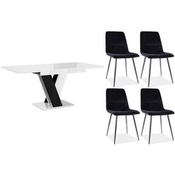 Set de sufragerie Mirjan24 Herkulan/Masiv White Gloss/Black Gloss + Signal Mila Matt Velvet Black