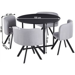 Set masa scaune Mobhaus Bevis New 1+4 (Black/Light Grey) Thumb