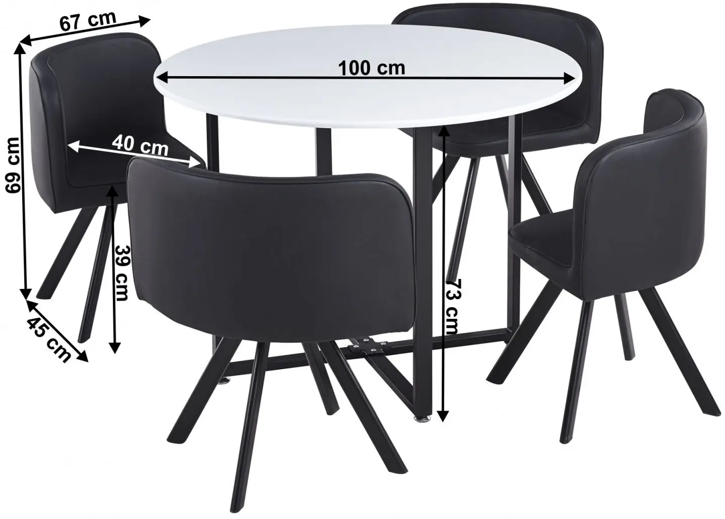 Обеденный набор Mobhaus Bevis New 1+4 (White/Black) - 3