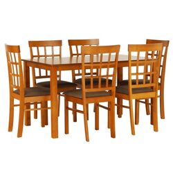 Set masa scaune Mobhaus Grid New Cherry/Beige-Brown (1+6)