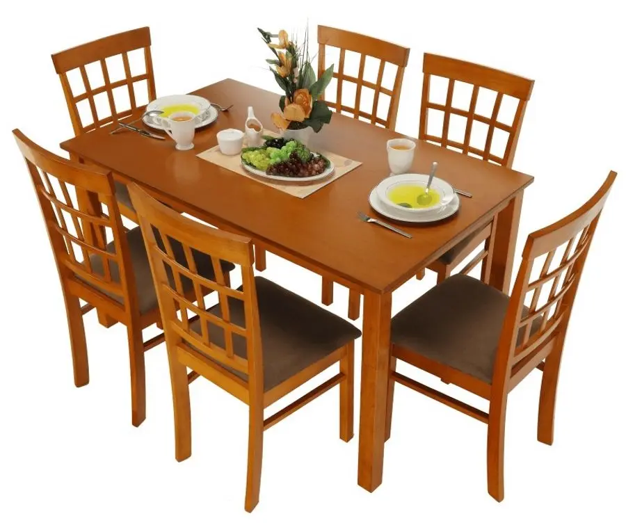 Set masa scaune Mobhaus Grid New Cherry/Beige-Brown (1+6) - 5