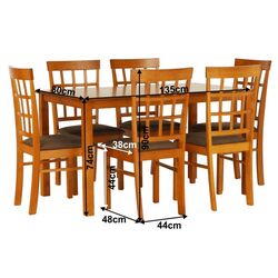 Set masa scaune Mobhaus Grid New Cherry/Beige-Brown (1+6) Thumb