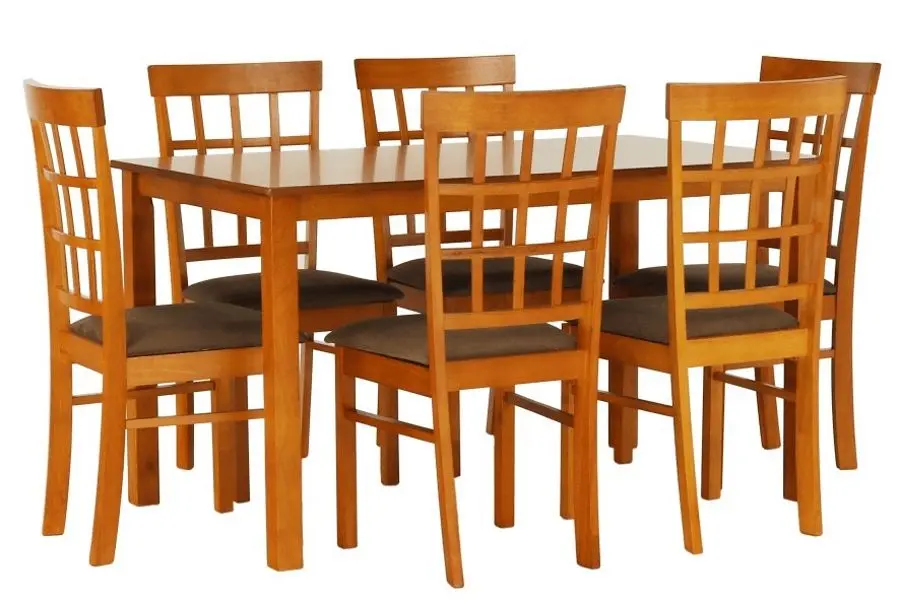 Set masa scaune Mobhaus Grid New Cherry/Beige-Brown (1+6)