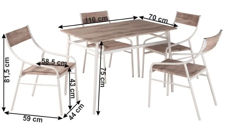 Set de sufragerie Mobhaus Kimby Set Canyon Oak/Beige (1+5) - 3