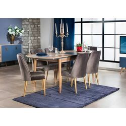 Set de sufragerie ModaLife Blueline 1+6 (Blue/Wood)