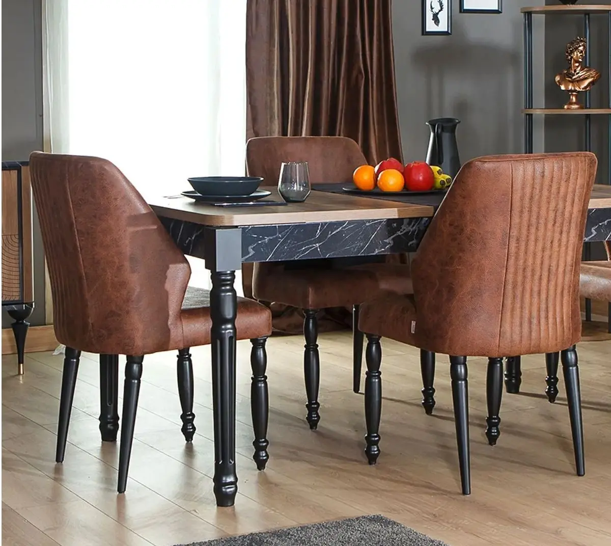 Set de sufragerie ModaLife Cross 1+6 (Brown/Black)