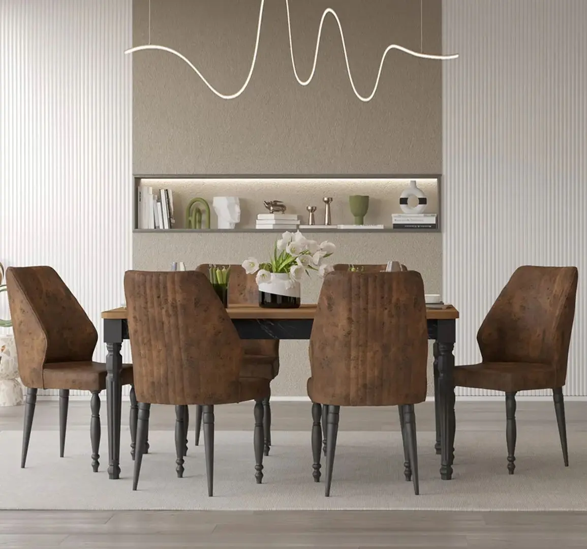 Set de sufragerie ModaLife Cross 1+6 (Brown/Black)