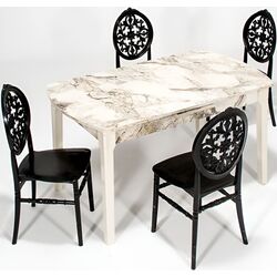 Set de sufragerie ModaLife Sofia/Venus 1+4 (White Marble/Black) Thumb