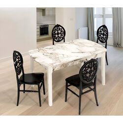 Set de sufragerie ModaLife Sofia/Venus 1+4 (White Marble/Black)