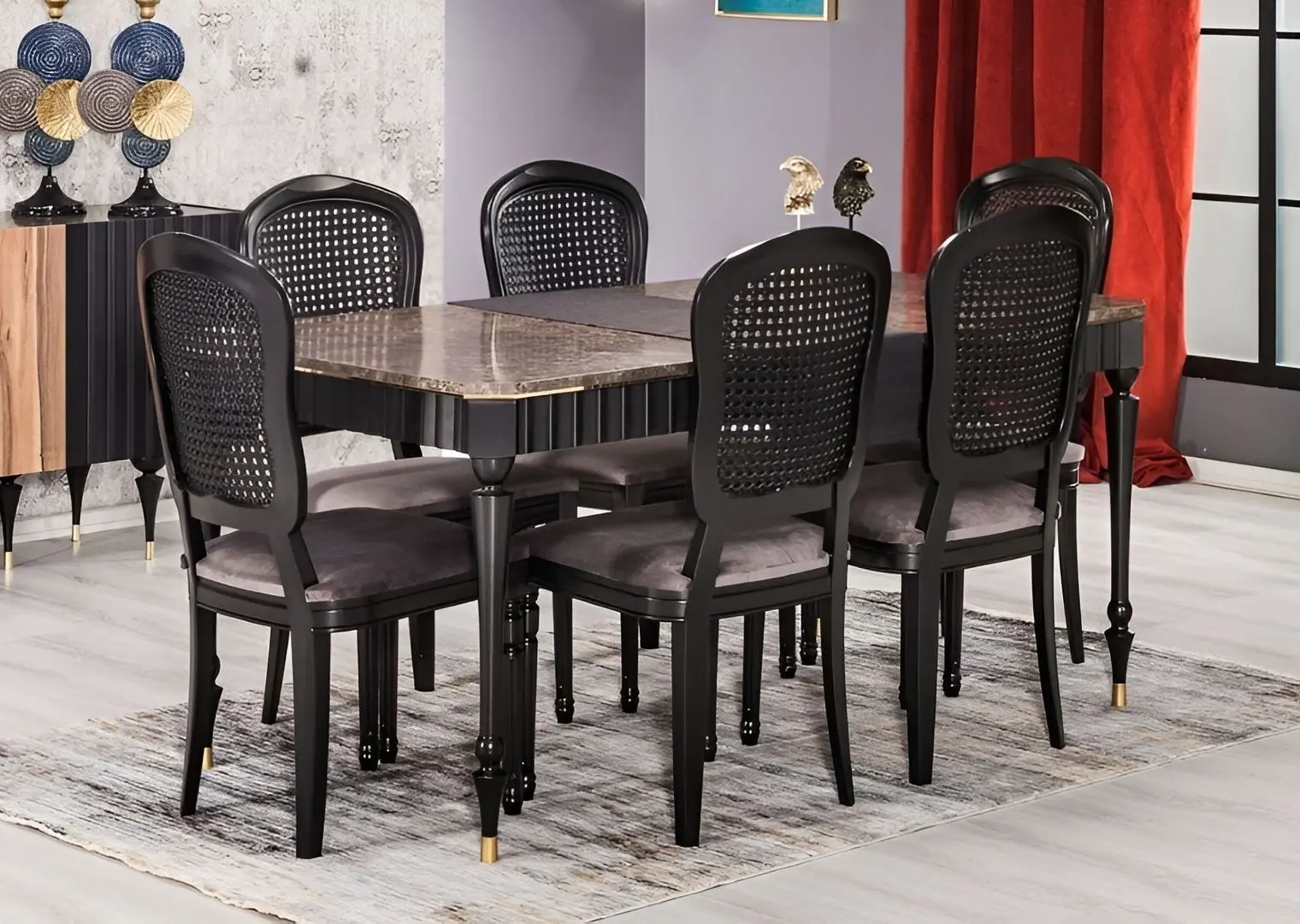 Set de sufragerie ModaLife Urla 1+6 (Black)