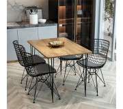 Set de sufragerie Prestige Metal chair 70x110cm 1+4 (Pine/Black)