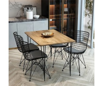 Set de sufragerie Prestige Metal chair 70x110cm 1+4 (Pine/Black)