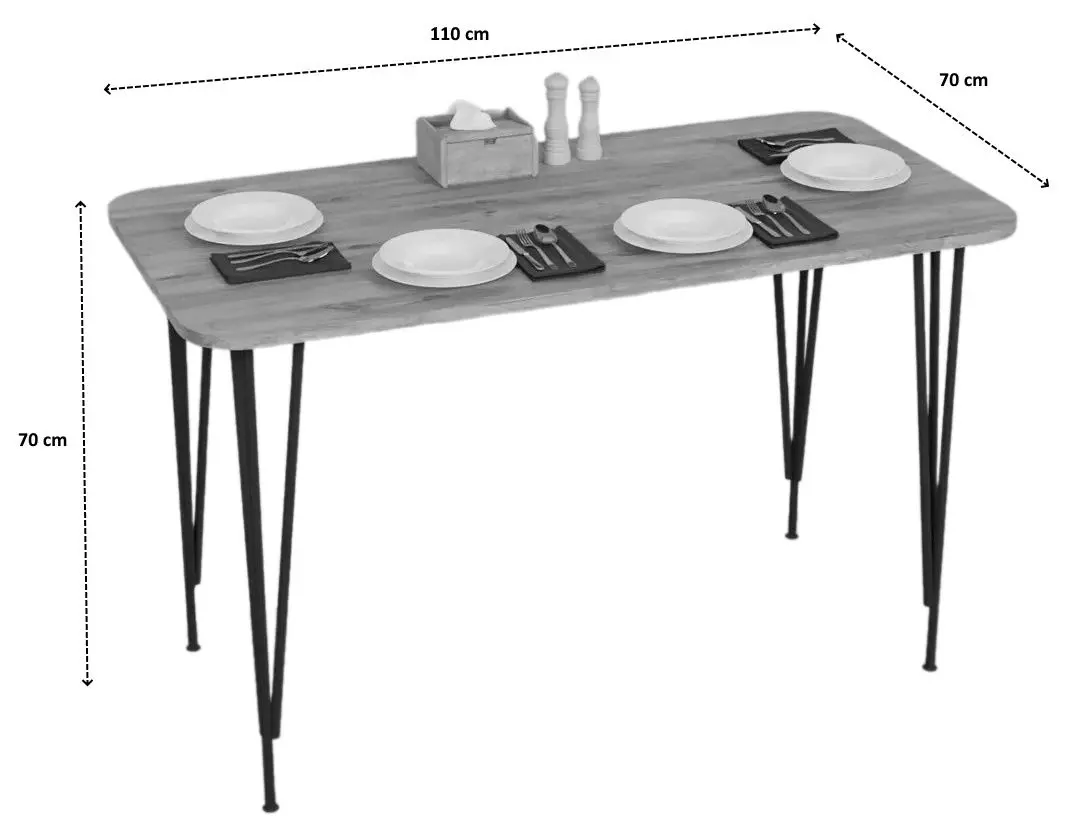 Обеденный набор Prestige Piramide Legs 70x110cm 1+4 (White/Black)