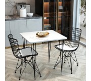 Set de sufragerie Prestige Metal Chair Star Leg 70x75cm 1+2 (White/Black)