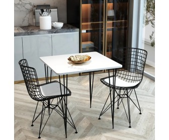 Set de sufragerie Prestige Metal Chair Star Leg 70x75cm 1+2 (White/Black)