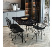 Set de sufragerie Prestige Bendir 70x110cm 1+4 (Black/Dark Marble)