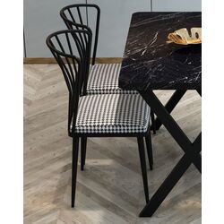 Обеденный набор Prestige Bendir X Leg 70x110cm 1+4 (Black Marble/Black/White) Thumb