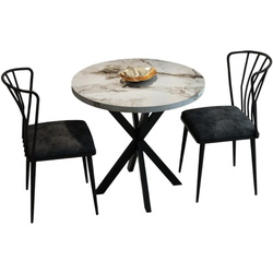 Set de sufragerie Prestige Efes Star Leg 70x75cm 1+2 (Gray Marble/Black) Thumb