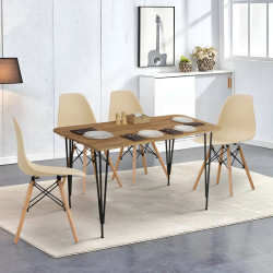 Обеденный набор Prestige Pyramid Leg 60x120 Pine/Black + Sunrise C-01 Beige/Beech (1+4)