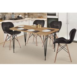 Set de sufragerie Prestige Pyramid Leg 60x120 Pine/Black + Sunrise C-22 Black/Beech (1+4)