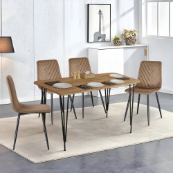 Set de sufragerie Prestige Pyramid Leg 60x120 Pine/Black + Yasen DC 5012 S Golden Brown/Black (1+4)